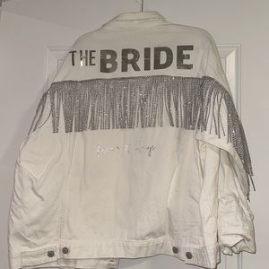 Homemade White BRIDE Jean Jacket